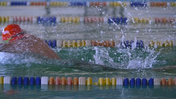 Professional Swimmer Performing Butterfly Stroke