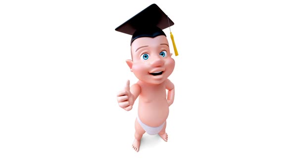 Fun 3D cartoon of a student baby alt