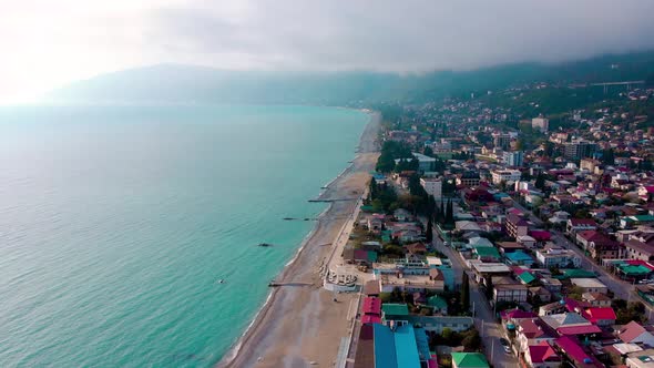 Aerial View of Gagra Town in Abkhazia