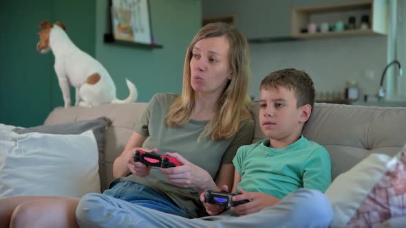 Boy Play Video Game with His Father