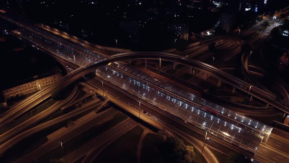 Aerial Shot Elevated Multiple Road Junction