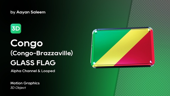 Congo (Congo Brazzaville) Flag 3D Glass badge