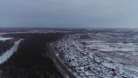 Aerial view of Outskirts of the big city at evening  06