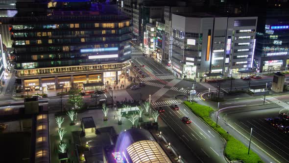 Kyoto Night Cityscape Urban Traffic Timelapse