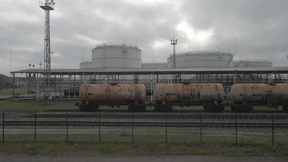 Industrial zone oil tanks