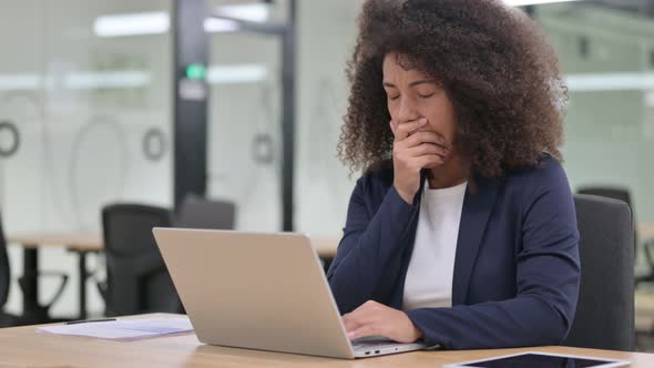 Loss, African Businesswoman Reacting To Failure on Laptop 