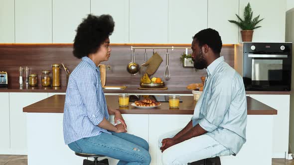 african american couple having breakfast