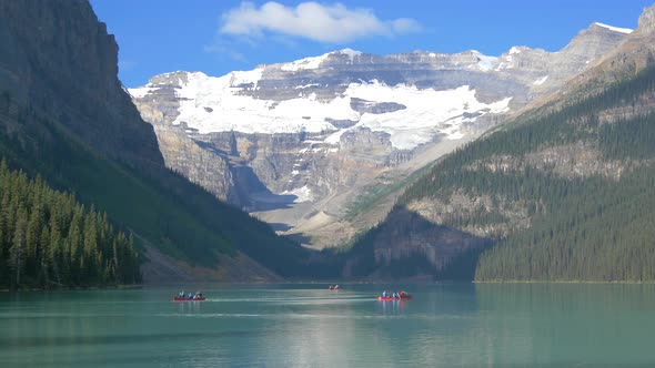 Canoeing on a glacial lake