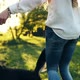Beautiful Woman Walking Cute Dog in Nature - VideoHive Item for Sale