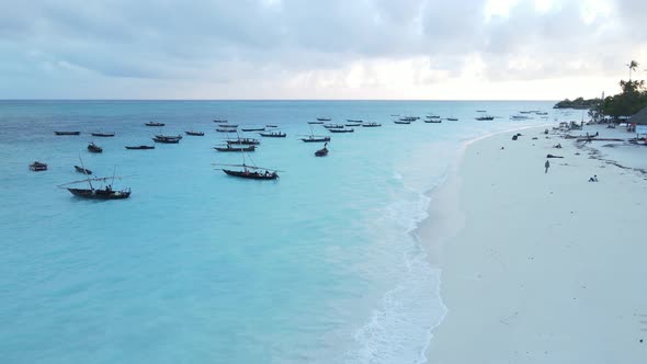 Boats in the Ocean Near the Coast of Zanzibar Tanzania