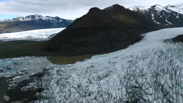 Aerial Panoramic View of the Skaftafell Glacier Vatnajokull National Park