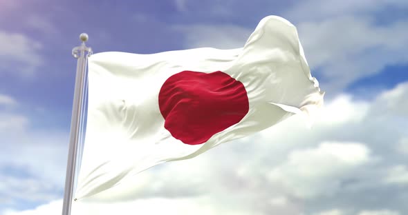 Realistic Japan Flag Slow Motion 4K