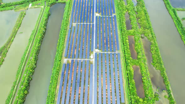 Aerial view of solar power plant. drone footage. 4k