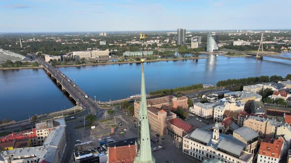 Riga old town aerial panorama