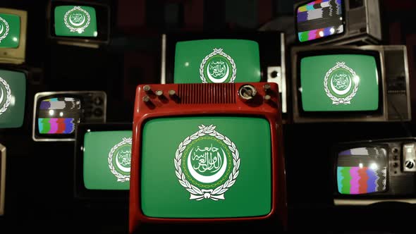 Flag of the Arab League and Retro TVs.