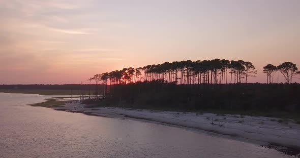 South Carolina Secluded Island With Sunset Through Trees