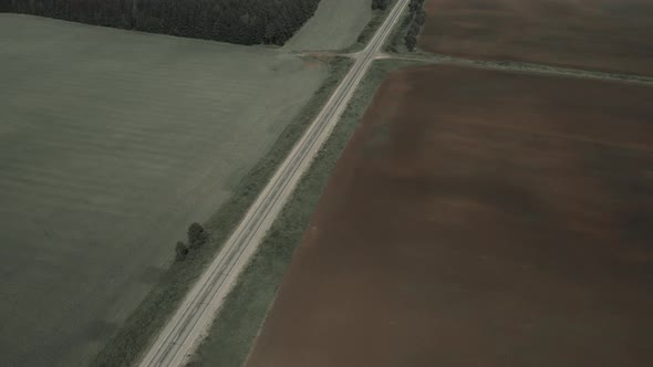 Green and brown rural fields in summer time in Ural