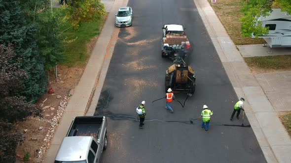 Road having cracks repaired