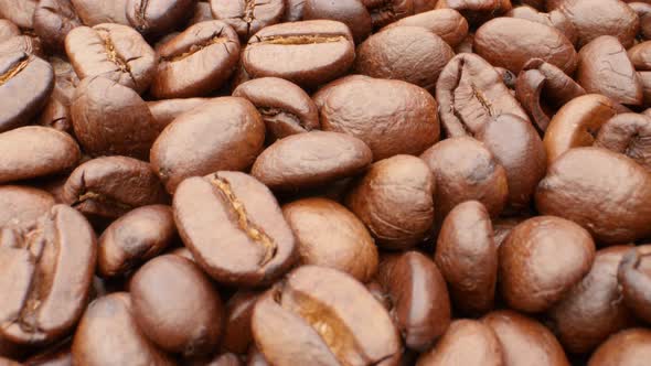 Close-up, Smooth Moving Roasted Coffee Beans