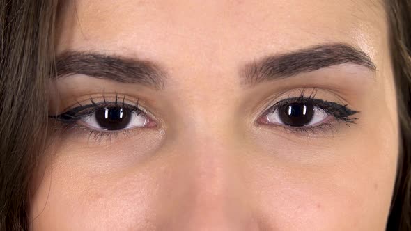 Close Up of Brown Beautiful Girl Eyes.