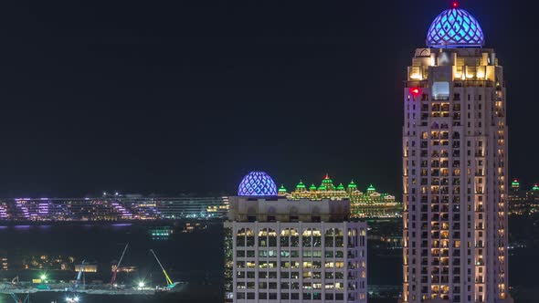 Dubai Media City Skyscrapers and Golf Course Night Timelapse Dubai United Arab Emirates