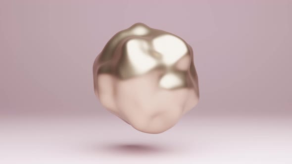 Abstract 3d golden sphere, pink pastel background