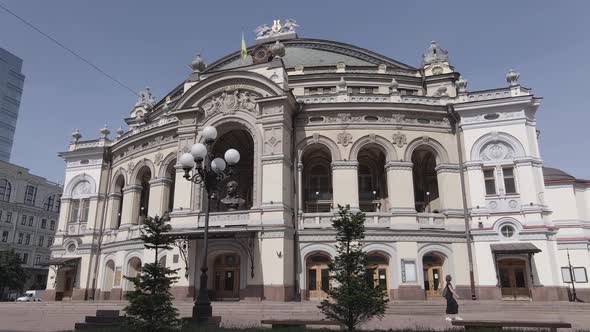 Kyiv. Ukraine: National Opera of Ukraine. Aerial View, Flat, Gray