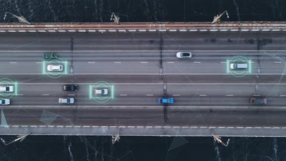 Self Driving Autonomous Car Speeding Through the Bridge with Technology Scanning