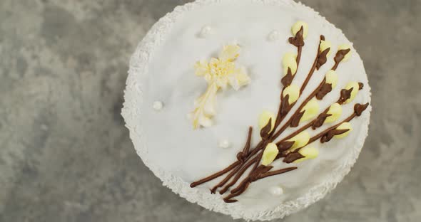 The Traditional Symbol Of Easter Is A Decorated Easter Cake With Willow Twigs And A Cross 