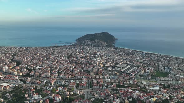 Colorful city Aerial View 4 K Alanya Turkey