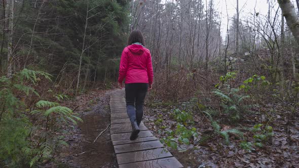 Adventurous Girl Hiking in Canadian Nature