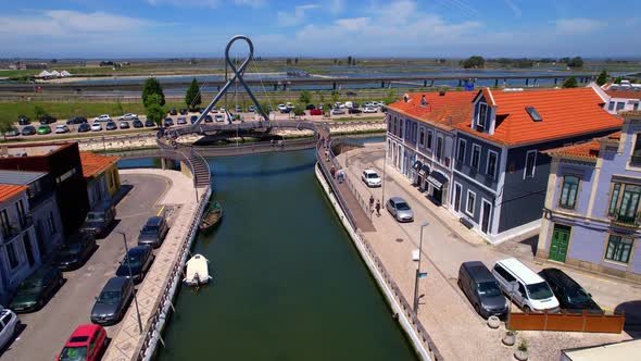 Drone Flight Over Aveiro City Canal