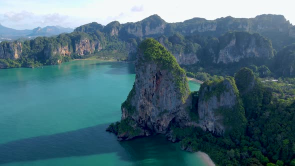 Railay Beach Krabi Thailand Tropical Beach of Railay Krabi Drone Aerial View of Panoramic View of