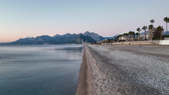 Morning Beach Aerial View Turkey Antalya 4 K