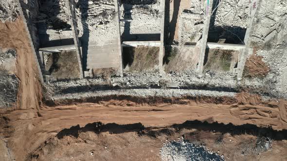 AERIAL: Piles of Rubbles of Lithuania National Stadium in Vilnius