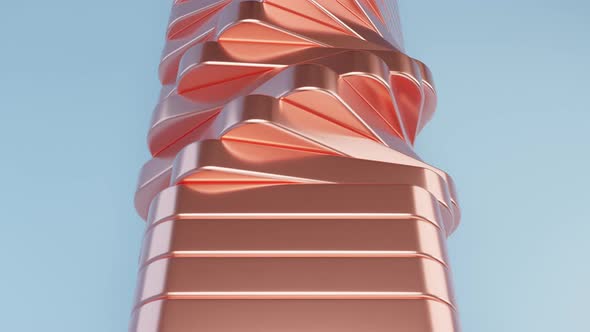 Rotating stack of copper plates. 4k seamless looped video