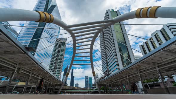 time lapse of Chong Nonsi skytrain station in Bangkok,  Thailand