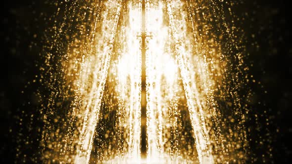 Curtain Shiny Golden Particles With Bright Lighting