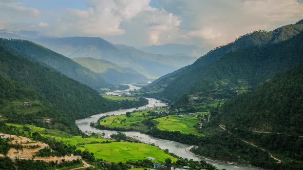 Beautiful time lapse of the Punakha Valley in Bhutan.