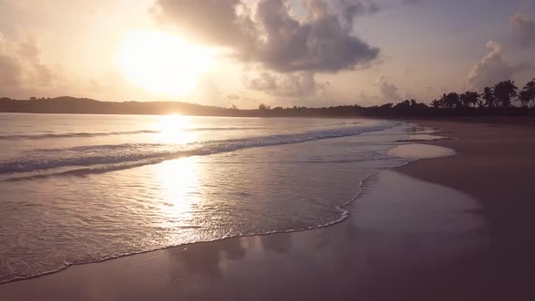 4k 24 Fps Sunrise In The Caribbean Beach In The Mornig With Drone 2