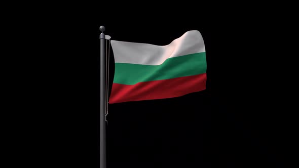 Bulgaria Flag On Flagpole With Alpha Channel