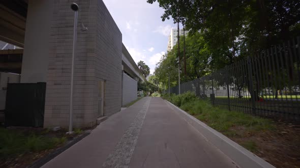 Cyclist Bike Pov Miami Brickell Underline Pathway 4k Video