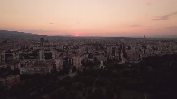 South Park in Sofia Bulgaria at Sunset