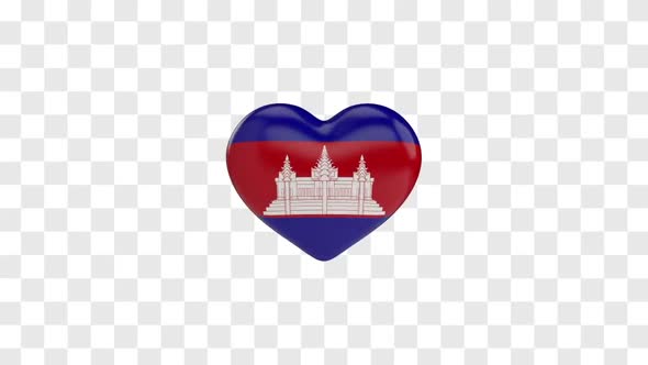 Cambodia Flag on a Rotating 3D Heart