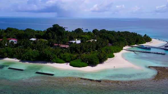 Aerial seascape of island beach time by sea with sand background