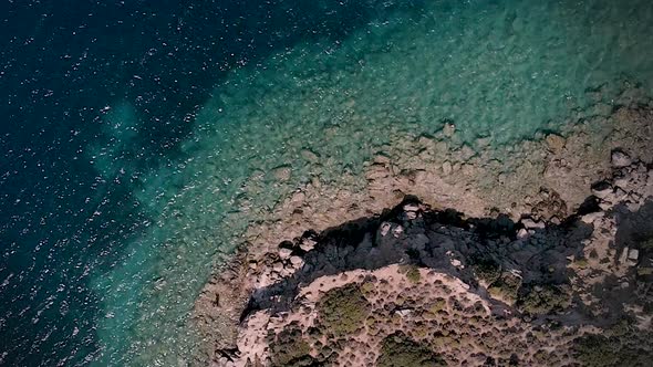 aerial clear sea and rocks