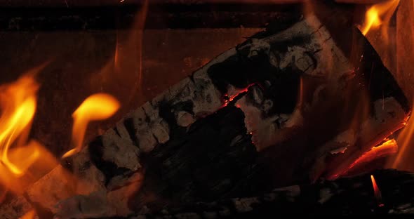 Wood burning in a fire place