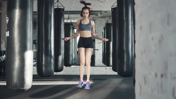 Athletic Girl Jumping Rope