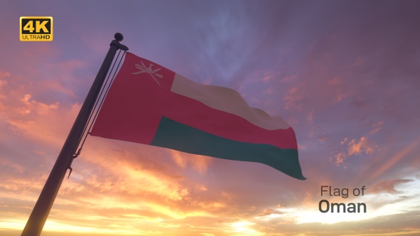 Oman Flag on a Flagpole V3 - 4K