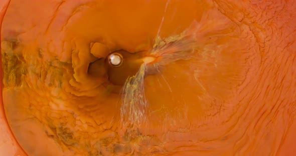 Orange Splash Paint Abstract Closeup